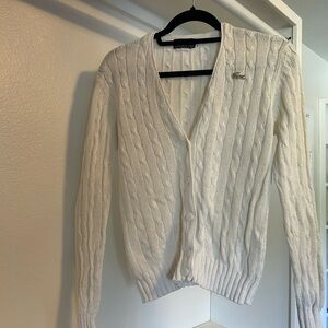 Lacoste Ivory Cable Knit Cardigan